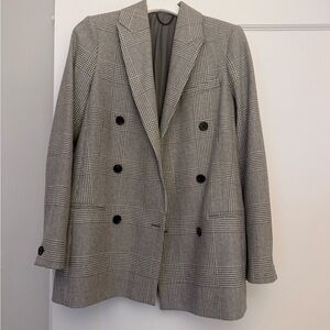 All Saints Gray and Black Houndstooth Blazer